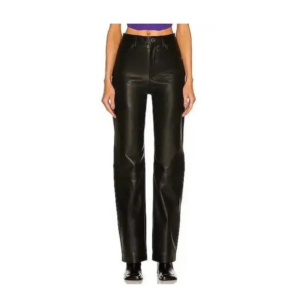 Remain Straight Leg Genuine Leather Lynn Pants Black Size 0/32 NWT - Picture 7 of 11